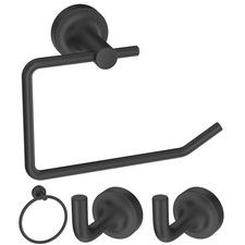 3-Piece Matte Black Bathroom Hardware Set Towel Ring Toilet Paper Holder