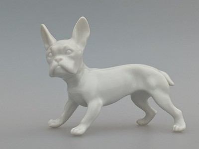 Vintage Small White French Bulldog Figure by Augarten Wein Austria Dog