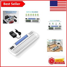 16 2 Slot Smart Charger for AA, AAA, and 9V Batteries   LED Display included