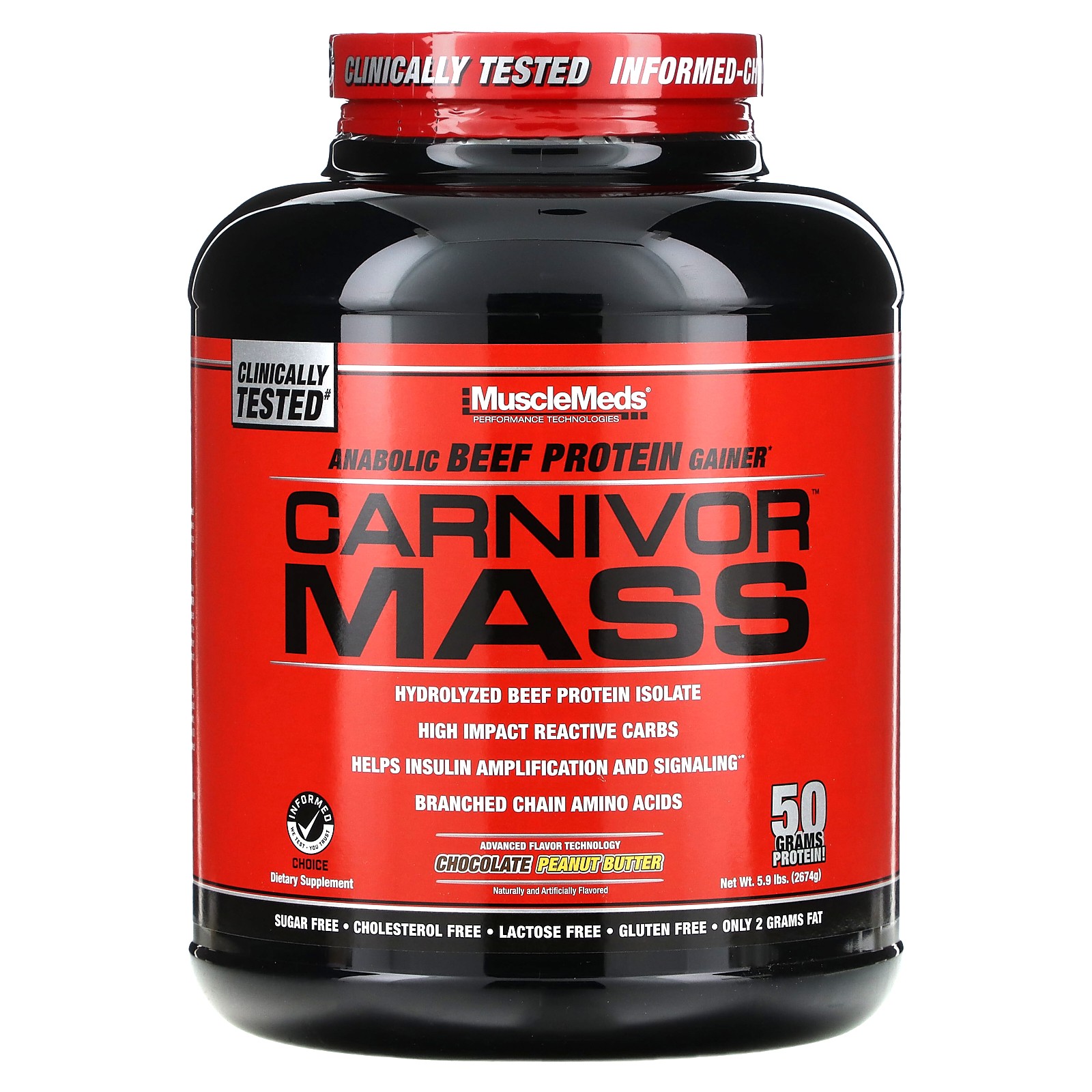MuscleMeds Carnivor Mass Шоколадно-арахисовое масло 6 фунтов 2 744 г Без холестерина 10790₽