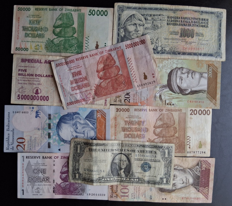 World Foreign currency 10 *small and Large Bank Notes* lot P350