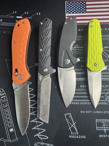 Camillus Lot of 4 Titanium Folding Pocketknives Drop Point/Tanto Manual Liner