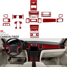 29Pcs Red Carbon Fiber Full Interior Trim Dash Kits For Cadillac Escalade 07-14