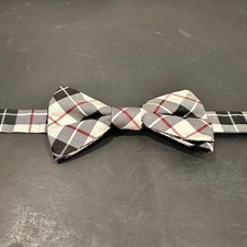 Tommy Hilfiger Plaid Bow Tie Adjustable Black Red Gray Pre-Tied Menswear