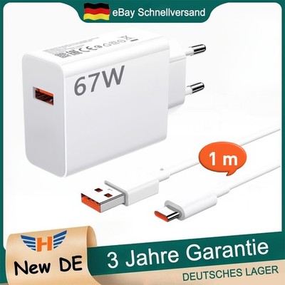 Für Xiaomi 67W Schnell Ladegerät Netzteil 6A USB-C Kabel Redmi Note10/11/12Pro