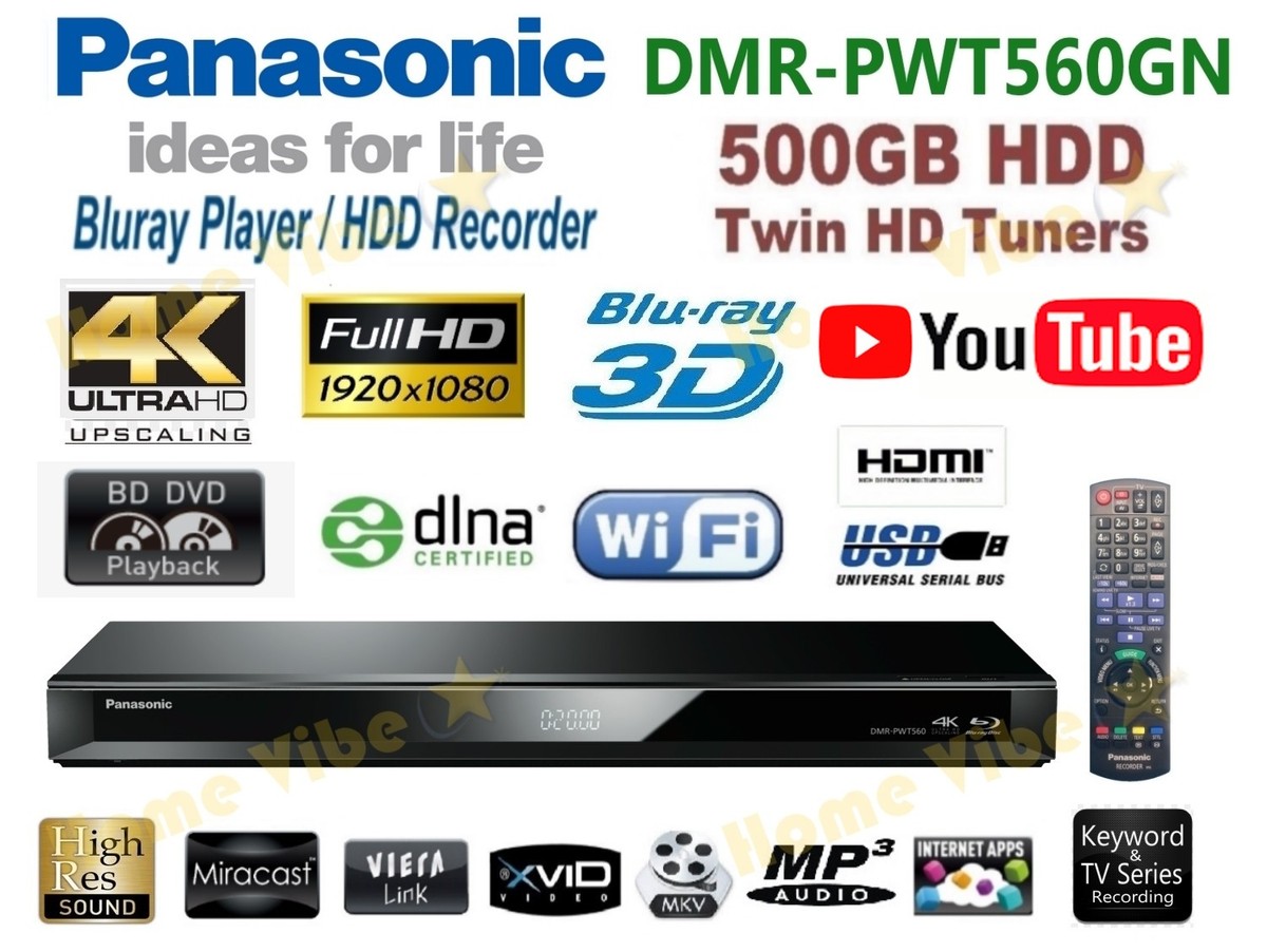 PANASONIC DMR-PWT560 ~ SMART 3D BLU-RAY PLAYER 500GB HDD TWIN