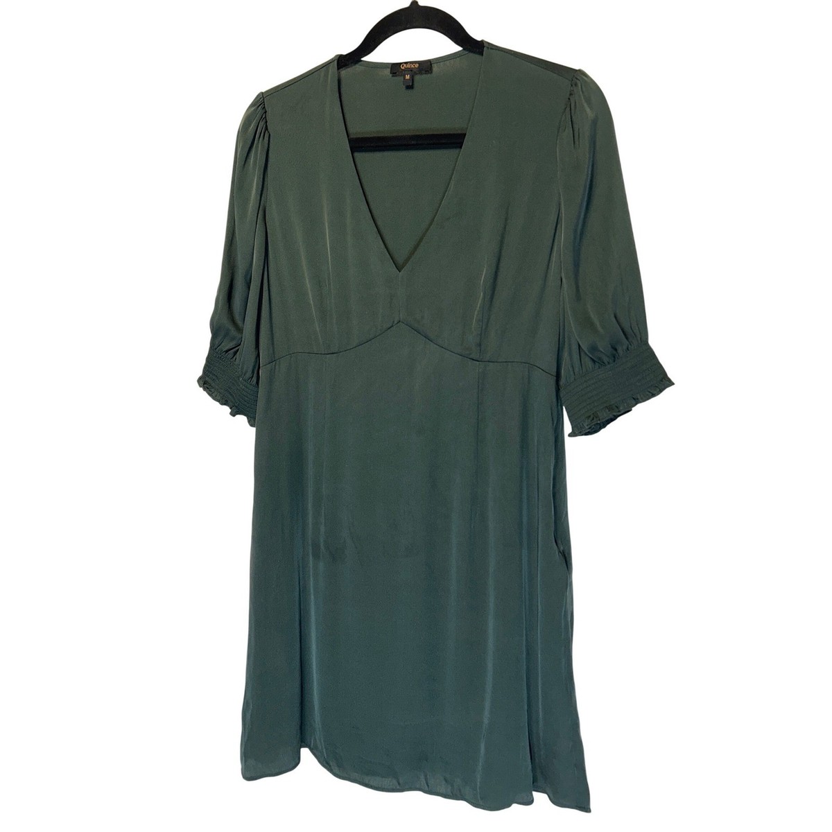 Quince Washable Stretch Silk Smocked Sleeve Mini Dress Green Size M Retail: $99 | eBay Quince Washable Stretch Silk Smocked Sleeve Mini Dress Green Size M Retail: $99 | eBay