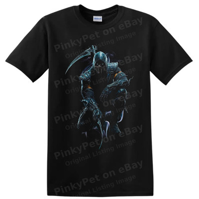 Noob Saibot Shadow Ninja T Shirt w/ Scythe Dark Fantasy Fighting Game Art Tee