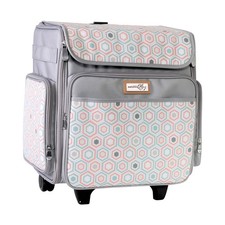 Rolling Craft Bag, Grey Hexagon - Papercraft Tote with Wheels for Scrapbook ...