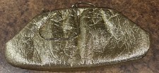 Vintage Gold Metallic Clutch Purse with Snake Chain Handle