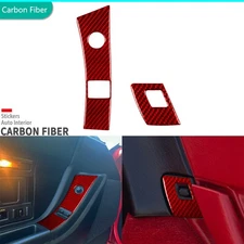 Red Carbon Fiber Interior Window Lift Switch Cover Trim For Corvette C4 1991-93