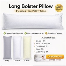Long Bolster Pillow with FREE Pillowcase Pregnancy Maternity Orthopedic Support