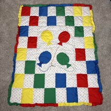 Vintage Baby Blanket Primary Colors Balloons Hearts Quilt Wall Hanging 34 x45