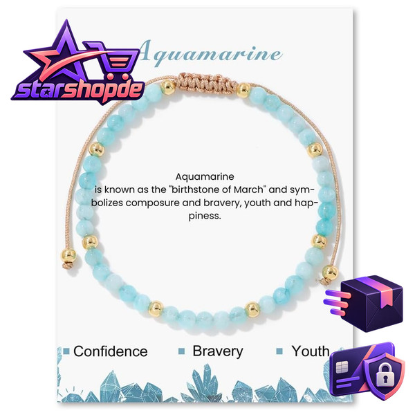 Naturstein Perlenarmband Damen 4Mm Verstellbar Edelsteinarmband Yoga Armband-image
