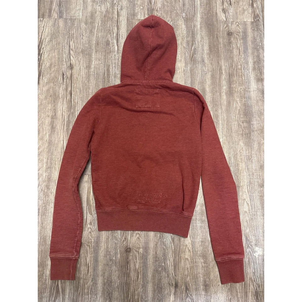 Sudadera con capucha vintage Y2K Abercrombie & Fitch cremallera completa borgoña para mujer pequeña Foto 4 de 4