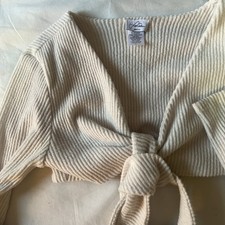 Laina Rauma Dance Class Fuzzy Wrap Top In Bone White Size Large