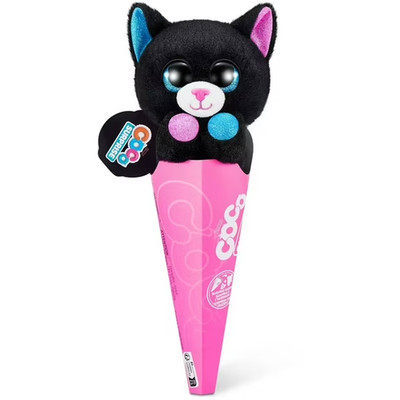 Zuru Neon Coco Cones Luna Stuffed Plush Black Kitty Cat Big Eyes