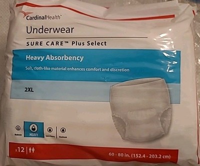 Cardinal Health Sure Care Plus Select Underwear 2XL 72ct (6 Packs of 12) Heavy