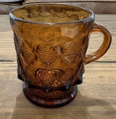 Fire King Anchor Hocking Amber Kimberly Diamond Mug Glass Vintage