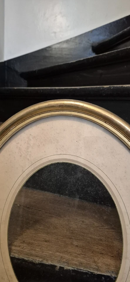 Cadre Ancien Ovale Bois Doré - Photo 2/4