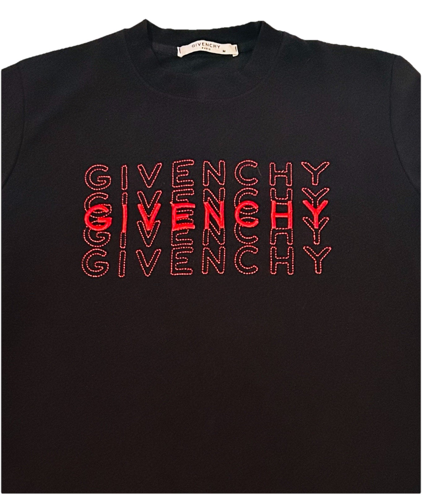AUTHENTIC GIVENCHY PARIS Blk Stacked Embossed Log… - image 1