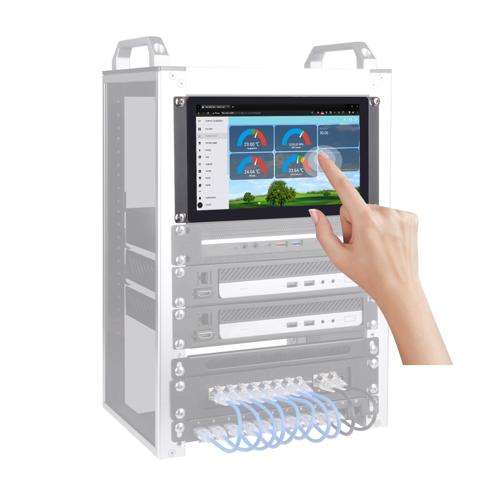 Écran Tactile LCD 9 Pouces HD Haute Résolution pour Armoire Réseau et Serveur 3U