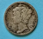 1926-S Mercury Dime. 90% Silver. Key Date. Fine Condition. Charity Auction.