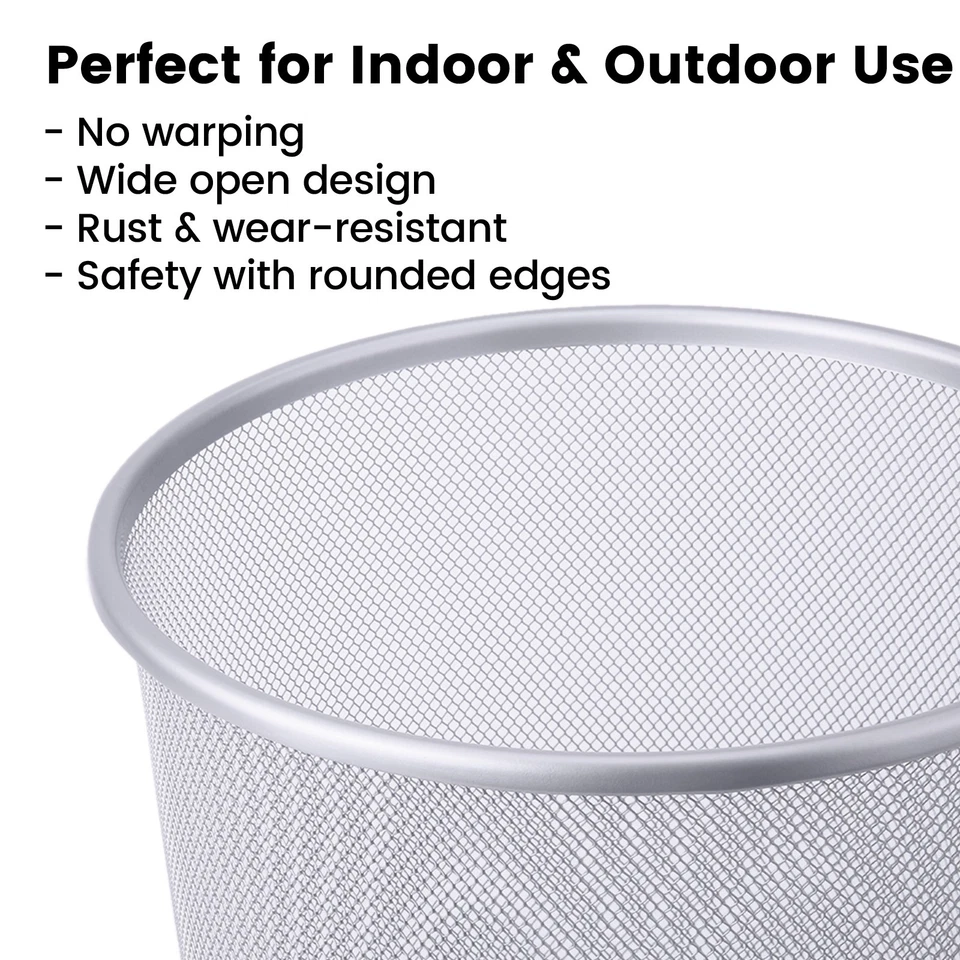 6Gal Steel Mesh Trash Can Rust-Resistant Mesh Waste Basket Round For Home Office - Image 2 of 4