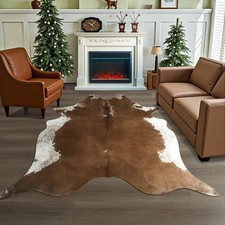 LYENDOS Faux Cowhide Rug 8 x 10 Feet Cow Print Rug Large Western Decor for