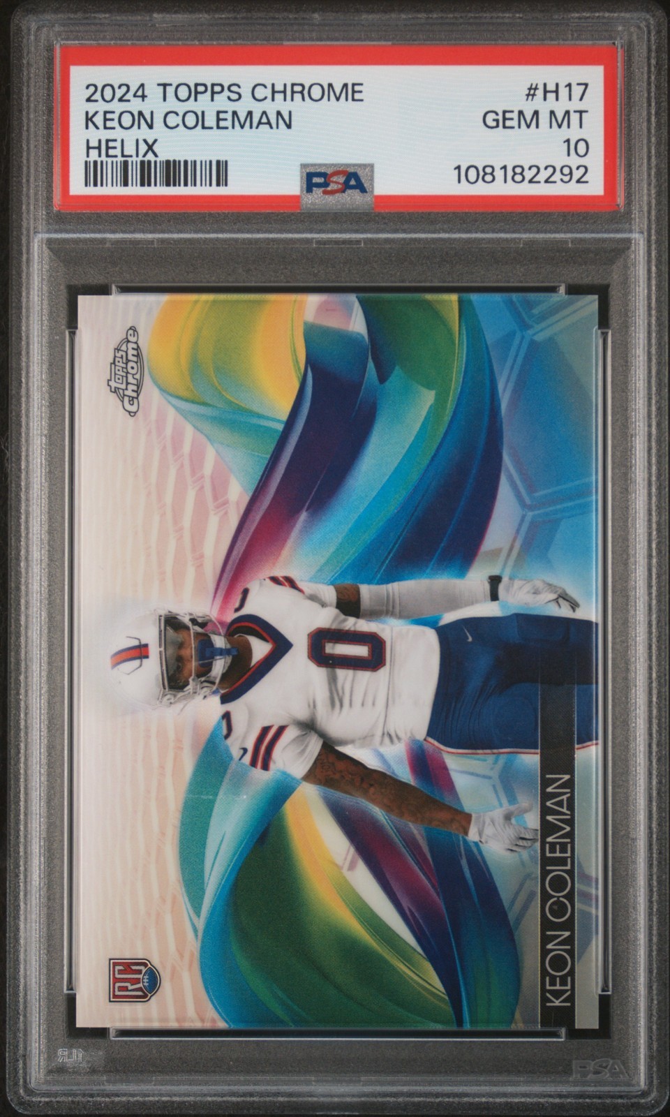 KEON COLEMAN 2024 TOPPS CHROME HELIX #H-17 RC PSA 10