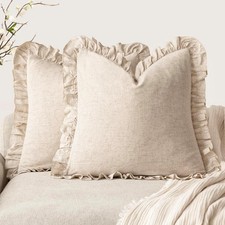 Set of 2 Decorative Soild Fringe Ruffle Throw Pillow Covers Soft Boho Farmhouse