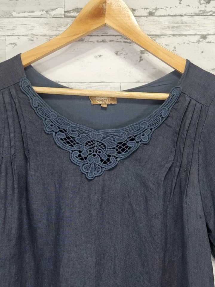 Vestido de lino Carla Conti hecho en Italia para mujer Xsmall gris carbón Foto 3 de 4