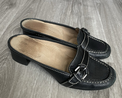 Antonio Melani Libby Black Leather Mules Women's Size 6 M
