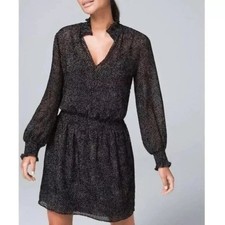 White House Black Market Size Medium Soft Flocked Dot Blouson Mini Dress NWT
