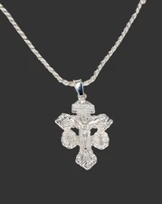 MST Sterling Silver 925 Pardon Crucifix Cross Pendant Necklace Unisex Charm Ital
