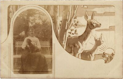 CPA AK Lady with a Little Dog DOGS (1388208)