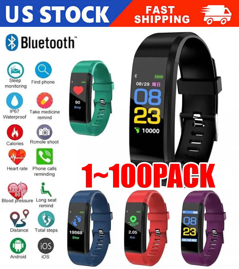 USA Sports Fitness Tracker Watch Heart Rate Blood Pleasure Activity Monitor Lot