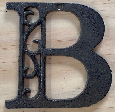 Letter ''B'' Cast Iron Ornate Scroll Filigree Monogram Alphabet Decor w/ Screws