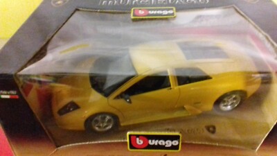 Lamborghini murciélago 2001 burago 1/18 - miniature jaune - boite