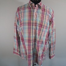 Alan Flusser Shirt Mens Large Casual Pocket Button Up Colorful Plaid Long Sleeve