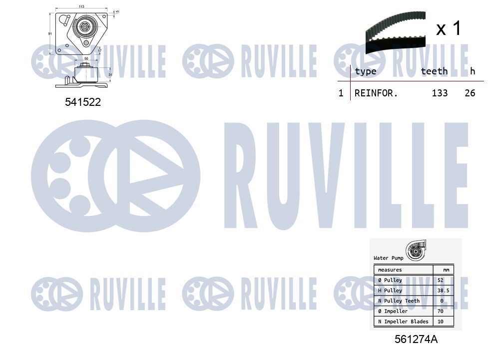 Kit distribution avec pompe à eau pour Grand Scénic 2 1.9 dCi - 2