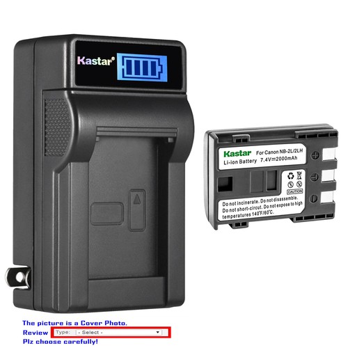 Kastar Battery LCD Wall Charger for Canon NB2L 2LH & Canon VIXIA HF