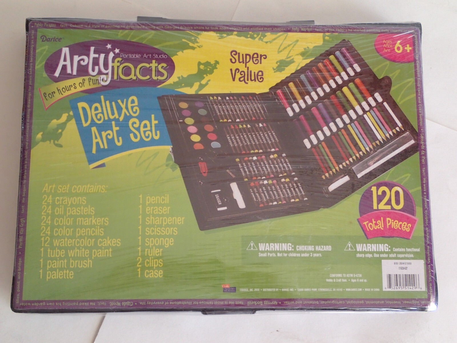 Darice Artyfacts Portable Art Studio DELUXE ART SET, 120 Total Pieces