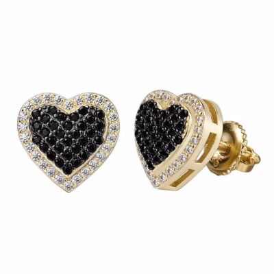 2Ct Round Lab Created Black Diamond Stud Earrings 14K Yellow Gold Plated
