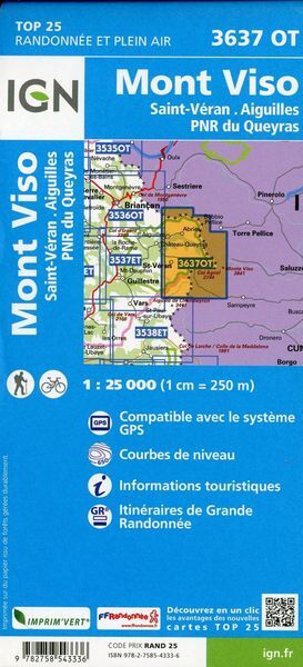 Thumbnail - Mont Viso. Saint -véran. Aiguilles. Parc National Du Queryras 1:25000