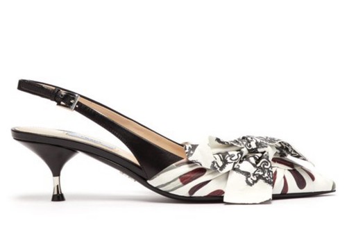 Prada LIPSTICK-PRINT SLINGBACK KITTEN 