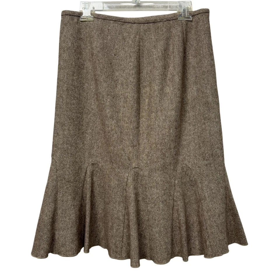 Falda acampanada longitud media mezcla lana Ann Taylor marrón jaspeado 8 (32x25) Foto 2 de 4
