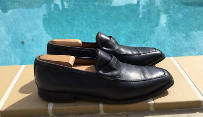 STEFANOBI Manifattura Ferrarese BLUE LEATHER CASUAL LOAFERS 