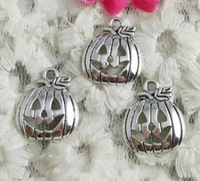 Free Ship 60 pcs Antique silver Pumpkin face charms 18x16mm H-4187