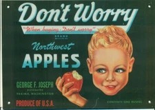 AD-VINTAGE STYLE METAL TIN ART REPRODUCTION HANGING SIGN-NORTHWEST APPLES